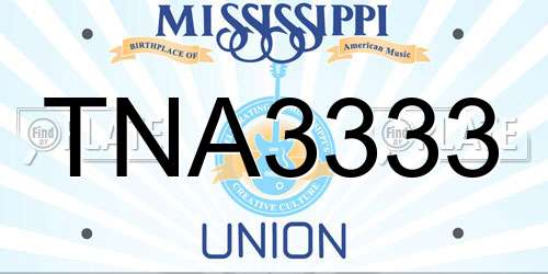 TNA3333 Mississippi License Plate