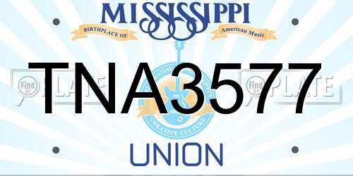 TNA3577 Mississippi License Plate