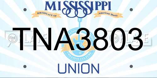TNA3803 Mississippi License Plate