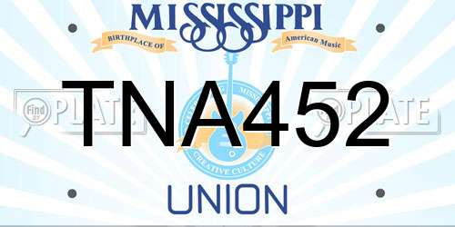 TNA452 Mississippi License Plate