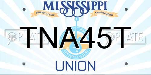 TNA45T Mississippi License Plate