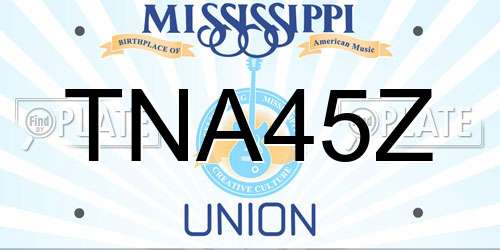 TNA45Z Mississippi License Plate