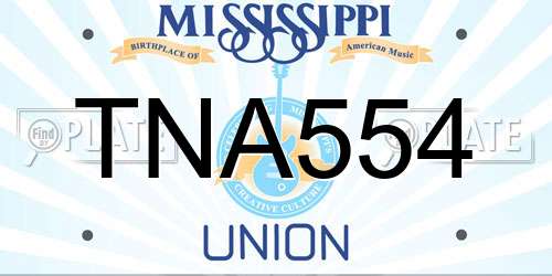 TNA554 Mississippi License Plate