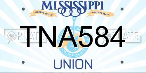 TNA584 Mississippi License Plate