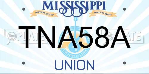 TNA58A Mississippi License Plate