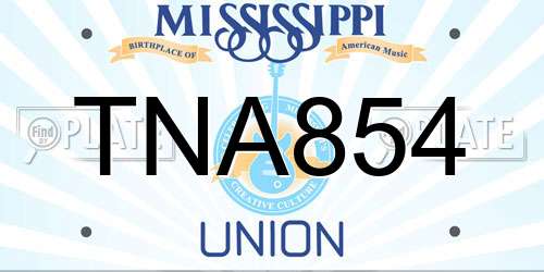 TNA854 Mississippi License Plate