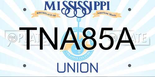 TNA85A Mississippi License Plate