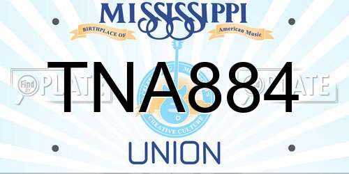TNA884 Mississippi License Plate