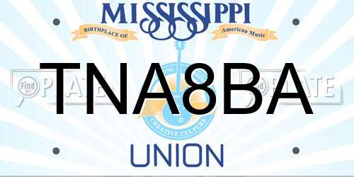 TNA8BA Mississippi License Plate