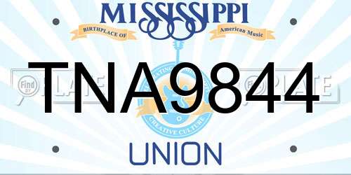 TNA9844 Mississippi License Plate