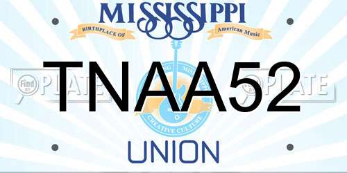TNAA52 Mississippi License Plate