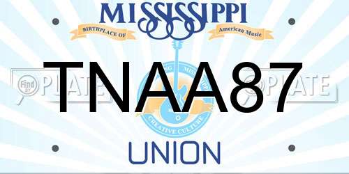 TNAA87 Mississippi License Plate