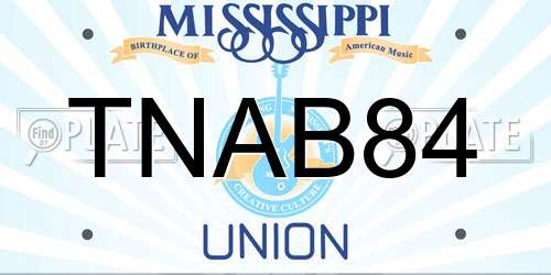 TNAB84 Mississippi License Plate