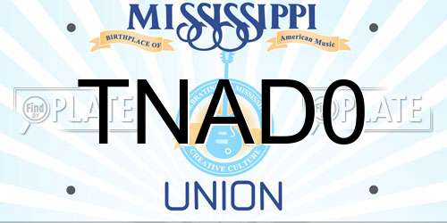 TNAD0 Mississippi License Plate