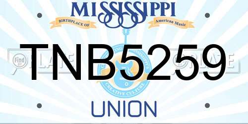 TNB5259 Mississippi License Plate