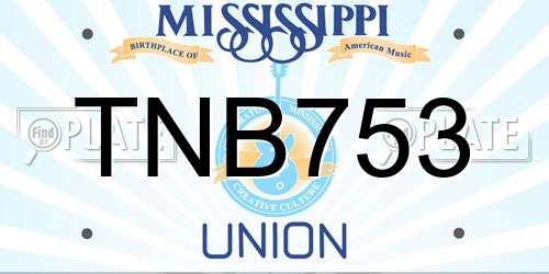 TNB753 Mississippi License Plate