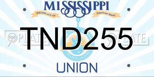 TND255 Mississippi License Plate