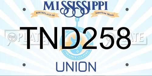 TND258 Mississippi License Plate