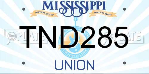 TND285 Mississippi License Plate