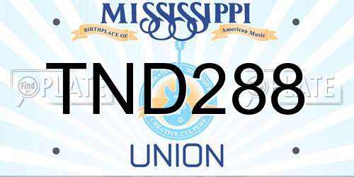 TND288 Mississippi License Plate