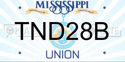 TND28B Mississippi License Plate