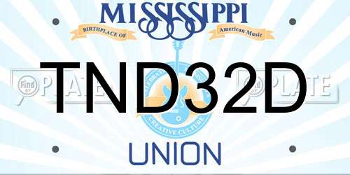 TND32D Mississippi License Plate