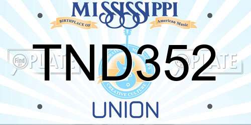 TND352 Mississippi License Plate
