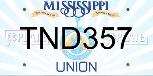 TND357 Mississippi License Plate