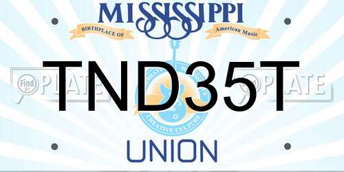 TND35T Mississippi License Plate