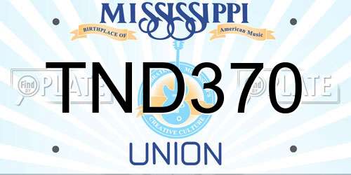 TND370 Mississippi License Plate