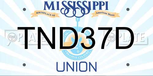 TND37D Mississippi License Plate