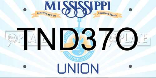 TND37O Mississippi License Plate