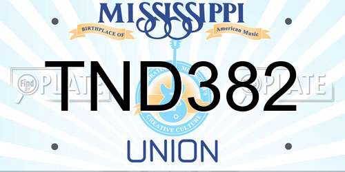 TND382 Mississippi License Plate