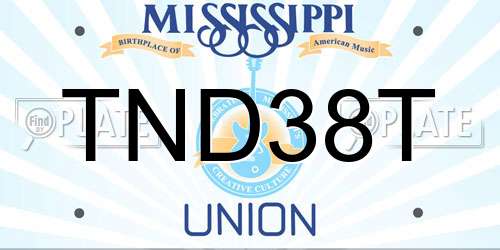 TND38T Mississippi License Plate