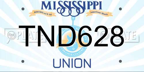 TND628 Mississippi License Plate