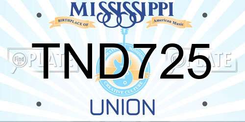 TND725 Mississippi License Plate