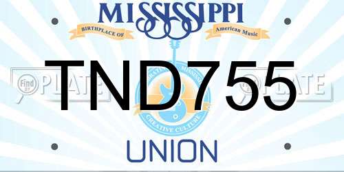 TND755 Mississippi License Plate