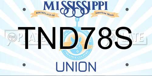 TND78S Mississippi License Plate