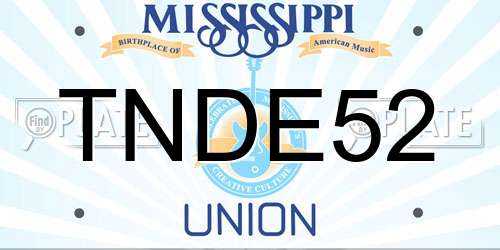 TNDE52 Mississippi License Plate