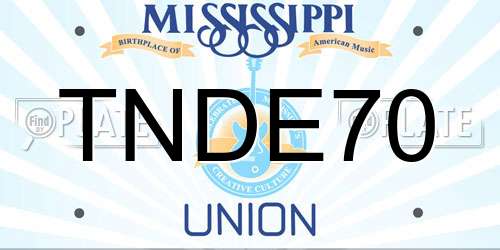 TNDE70 Mississippi License Plate
