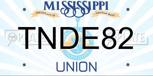 TNDE82 Mississippi License Plate
