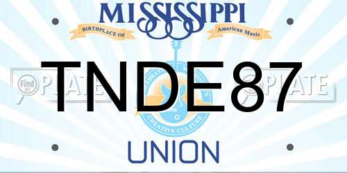 TNDE87 Mississippi License Plate