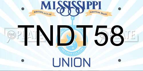 TNDT58 Mississippi License Plate