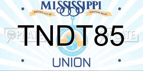 TNDT85 Mississippi License Plate