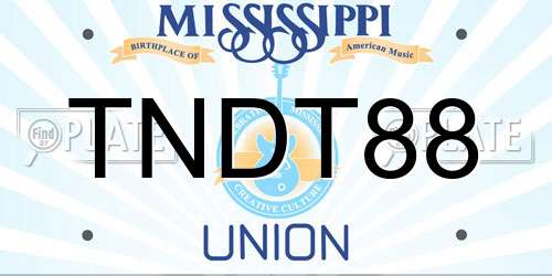 TNDT88 Mississippi License Plate