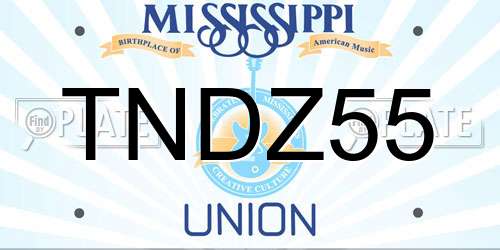 TNDZ55 Mississippi License Plate