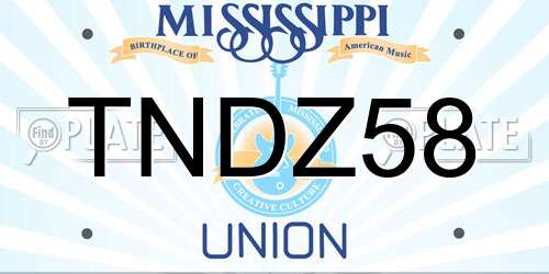 TNDZ58 Mississippi License Plate