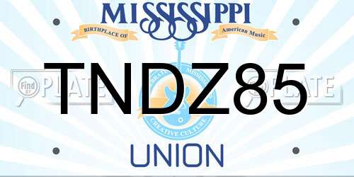 TNDZ85 Mississippi License Plate