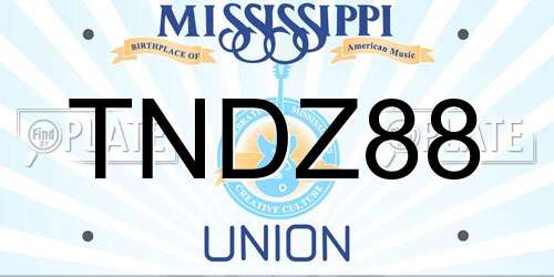 TNDZ88 Mississippi License Plate