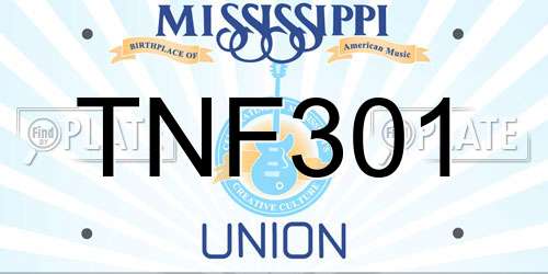 TNF301 Mississippi License Plate